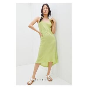 green emerald velvet dress Farm Rio Anthropologie Puff Sleeve Mini Dress Lime Small  Finds For You